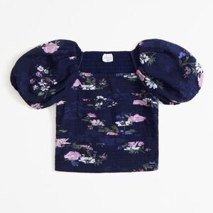 Abercrombie Kids Girls Emerson Puff Sleeve Short Sleeve Top 5/6 Floral Print